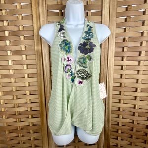 FREE PEOPLE Embroidered Patchwork V-Neck Vest Tank